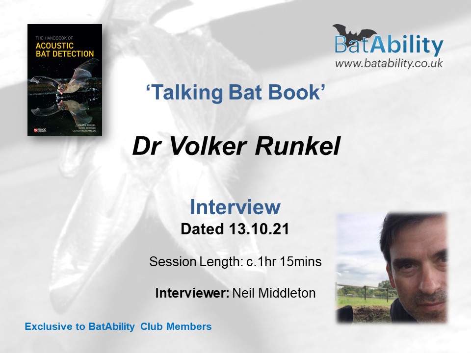 ‘talking Bat Dr Volker Runkel Handbook Of Acoustic Bat Detection