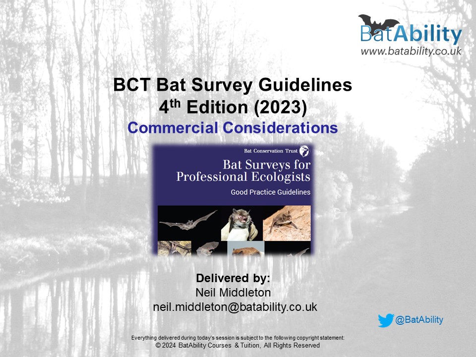 BCT Bat Survey Guidelines 4th Edition – Commercial Considerations